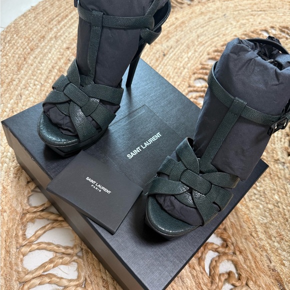 Saint Laurent Royal Green Tribute 105 Sandal - Picture 1 of 9